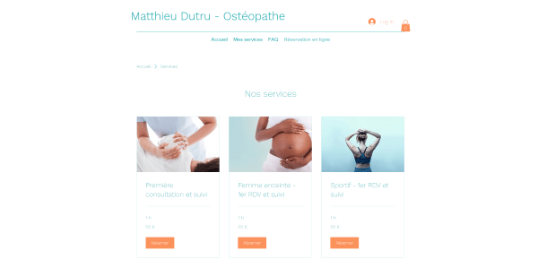 Page de réservation osteopathe